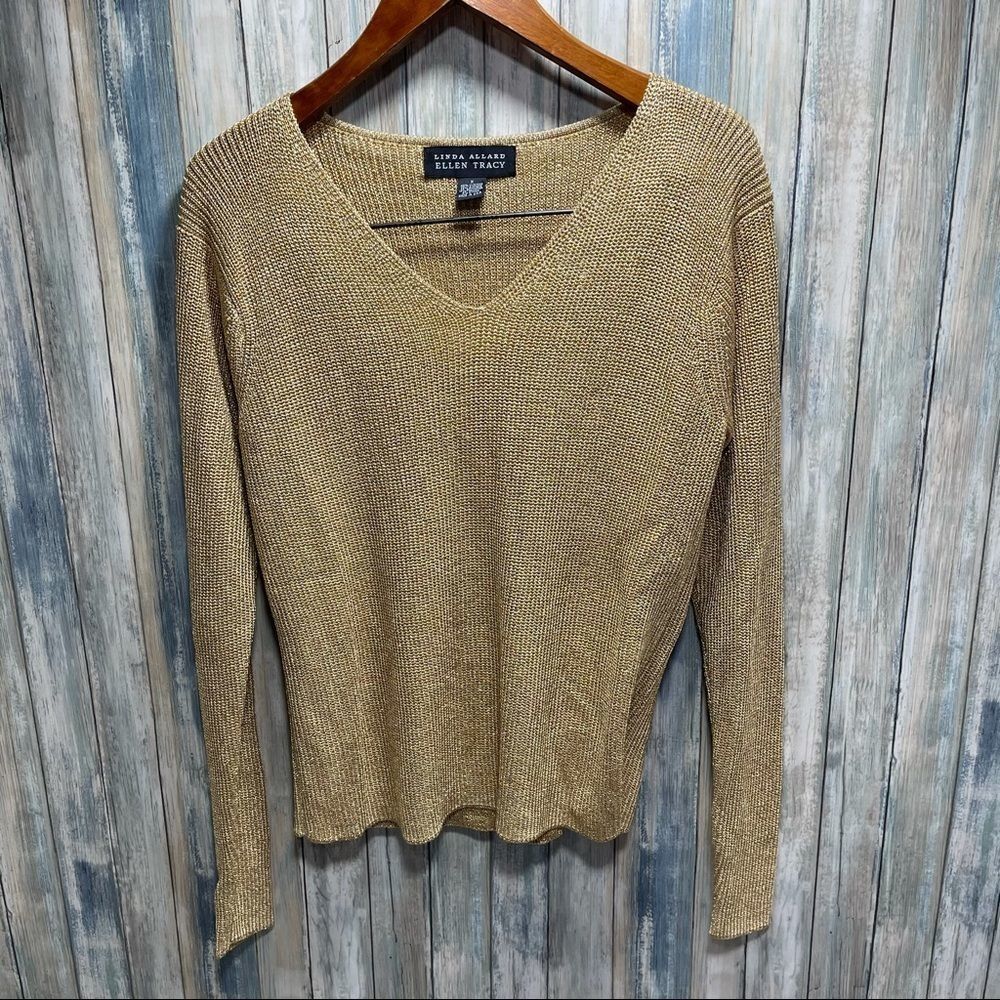 Ellen Tracy Sweater sz XL Gold Shimmer # W846​​​​